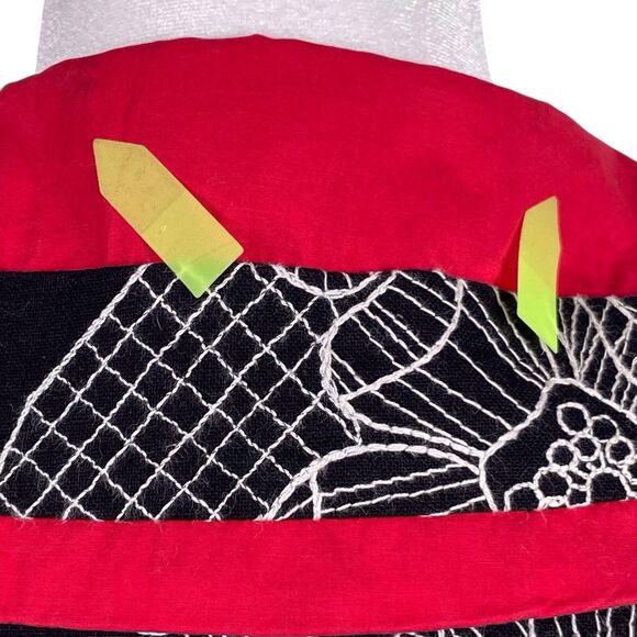 AN REN Wearable Art Floral Long Coat Black Red Size Medium Statement Jacket - Picture 9 of 16